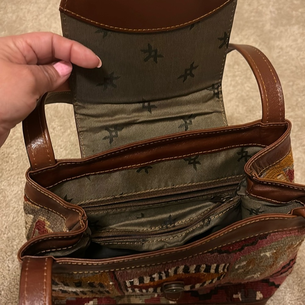 Handmade Kilim and Leather Satchel Handbag